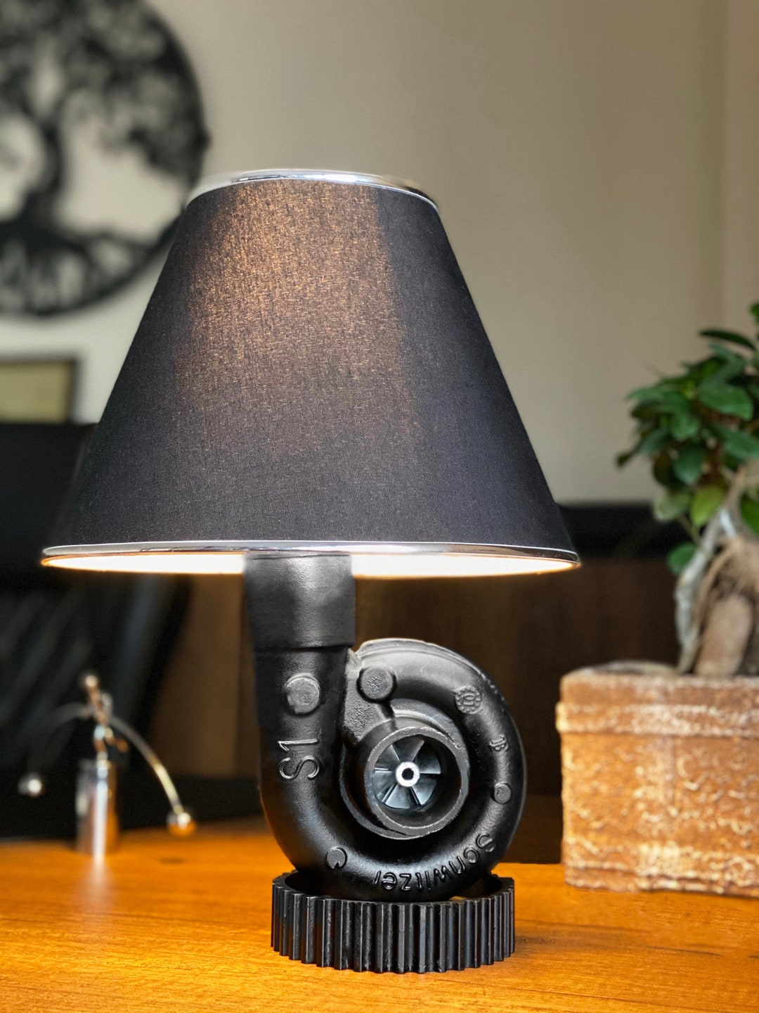 Turbo Lamp / Real Car Engine Parts / Black Turbocharger Table Lamp