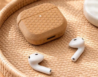 Funda para AirPods 4 estilo madera – Filamento biológico ecológico – Cubierta impresa en 3D hecha a mano