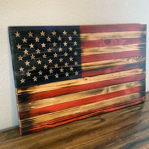 Rustic Wooden Blue Line Flag With Frame And Plywood Back Etsy