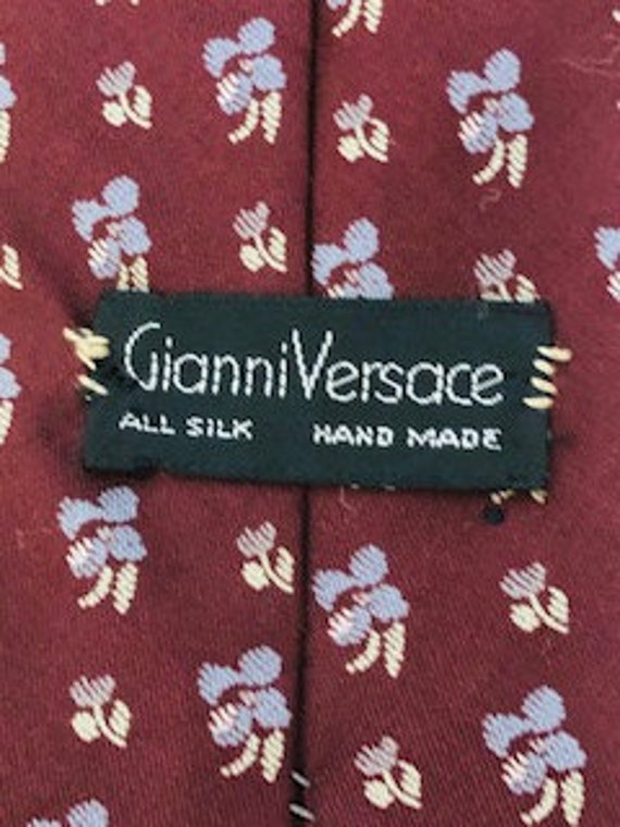 Gianni Versace Vintage Designer Tie | Maroon and … - image 2