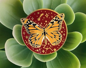 Celestial Monarch Butterfly Enamel Pin - Lapel Pin - Butterfly Pin - Celestial Pin