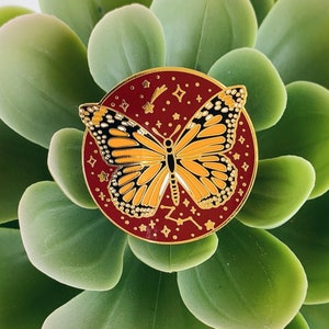 Celestial Monarch Butterfly Enamel Pin - Lapel Pin - Butterfly Pin - Celestial Pin