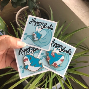 Happy Sharks Enamel Pins - Hard Enamel - Kawaii Shark Friends