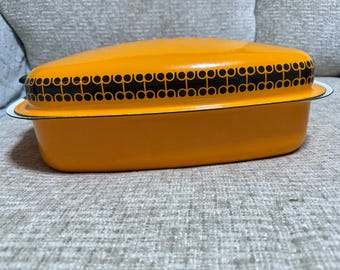 MCM Retro  Vintage ENAMEL Roasting Pan ORANGE Rare Cathrineholm