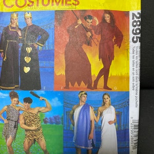 McCalls 2895 Costume Pattern - Men or Womens - King or Queen, Greek God/Goddess, Devils, Cave People, All Size in one envelope,
