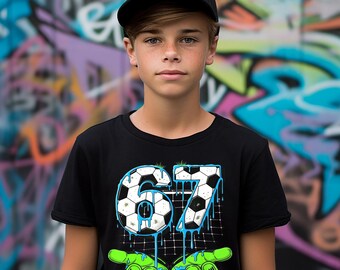 Football 6 7 Kids T-shirt, 67 Boys Shirt, Football Themed 67 T