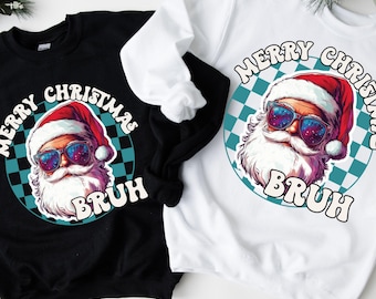 Kids Christmas Bruh Sweatshirt, Boys Christmas Jumper, Bruh Christmas Design, Children's Retro Sweater, Xmas Jumper For Boys, Santa Design