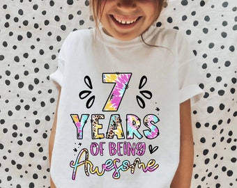 Birthday Kids 7 Tshirt, Girls 7th Birthday t-shirt, Birthday T shirts For Seven Year Old, Girls Birthday Top, Seventh Birthday Tee, Party