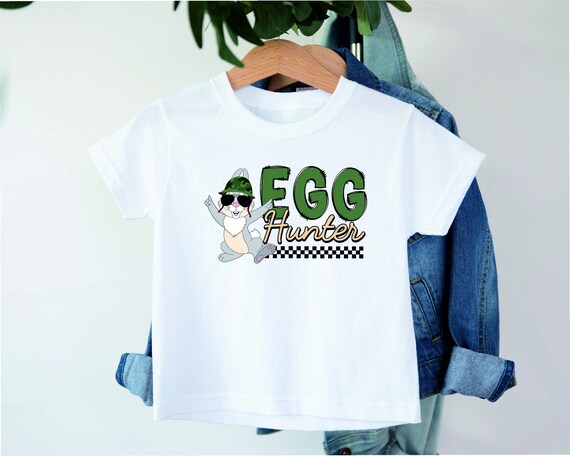 Egg Hunter Kids Easter T-shirt, Boy's Easter tee, Bunny, Rabbit, Children's, Easter Party, Bonnet Parade, Cool, Easter gift, Present