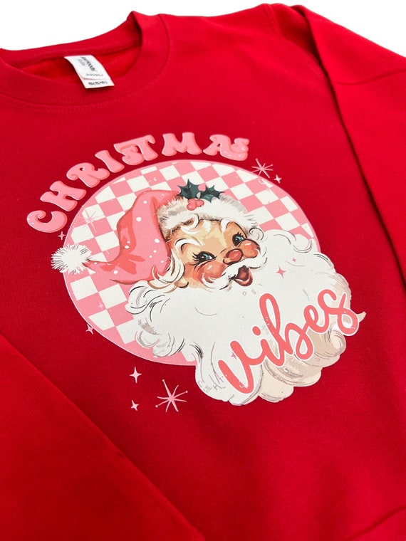Kids Christmas Jumper Girls Christmas Jumpers Children s Xmas Sweater Xmas Sweatshirts for Girls Pink Santa Christmas Vibes Sweater Etsy UK