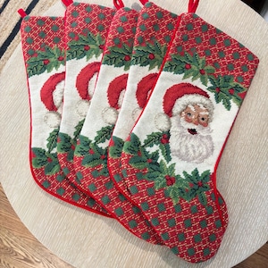 Vintage Handmade Wool Needlepoint Stocking