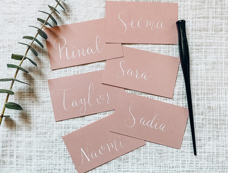 Minimalist Place Cards Wedding Place Cards Table Placement Cards Table PlaceCard Wedding Blush Pink Place Cards Hand lettered PlaceCard