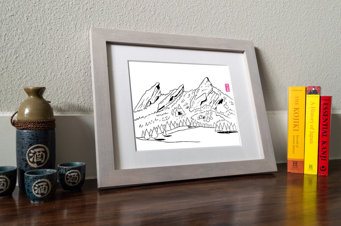 Boulder Colorado Ink Print Black and White Colorado Art | Etsy