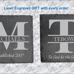 Personalized Laser Engraved Coasters | Housewarming Gift | Realtor Gift | Gift for Him | Gift for Her | Holiday Gift | Custom Coaster Set