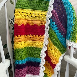 crocheted rainbow blanket 40&quot;x46&quot;