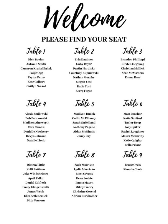 Yost Seating Chart