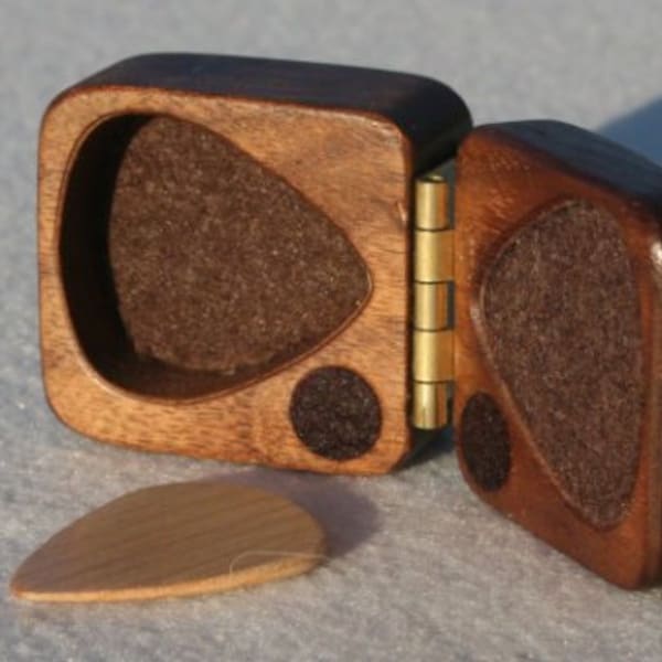 Oregon Wood guitar pick & holder black walnut Made in the USA ships from stock in the US free custom engraving included