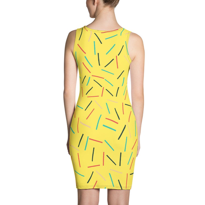 Yellow Sprinkles Dress Party Dress Gift For Her Fitted Dress Original Design Occasion Dress