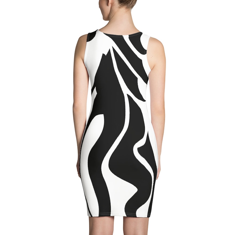 Gift For Her Party Dress Fitted Dress Black /& White Dress Original Design Occasion Dress