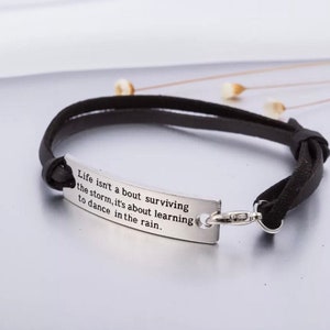 Inspirational Bracelet, Leather Bracelet, Motivational Bracelet, Inspirational Gift,  Stack-able Bracelets, Gift for Her, Gift for Him