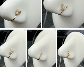 Ensemble de 5 manchettes de nez, anneau de nez, pince-nez, manchettes de nez variées, faux piercings, bijoux de corps non perçants, anneau de nez unique, cadeau pour elle