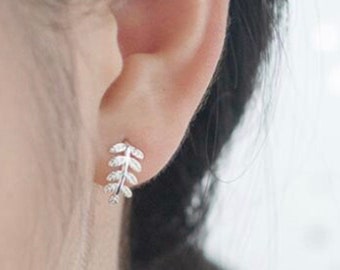 Sterling Silver Leaf Earrings | Silver Earrings | Minimalist Earrings | Leaf Earrings | Earrings for Women | Dainty Earrings