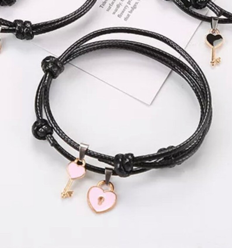 Leather Bracelet Pair Heart Lock and Key Bracelet Locke and Etsy