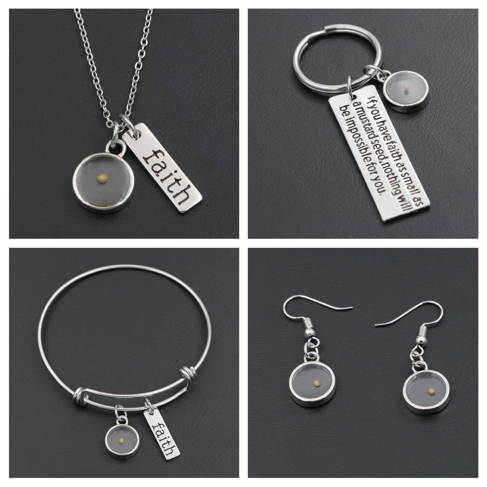 Set of 4 Mustard Seed Charm gifts Charm Bracelet Women Etsy