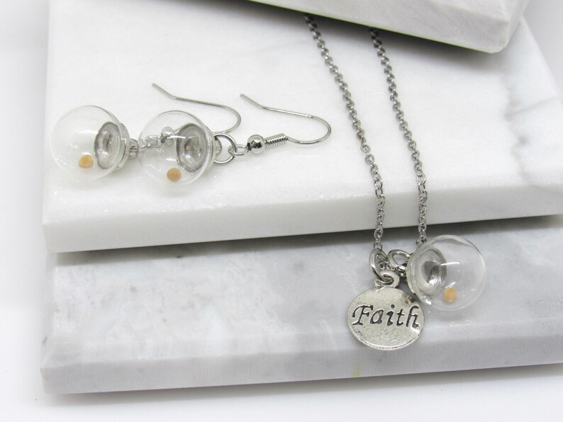 Mustard Seed Necklace Set Mustard Seed Jewelry Faith Etsy