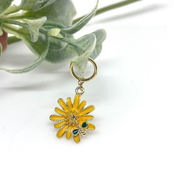 Fake Belly Ring, Clip on Belly Ring, Fake Piercing, Flower Belly Ring, Bee Belly Ring, Gift for Her, Crystal Belly Ring, Body Piercing