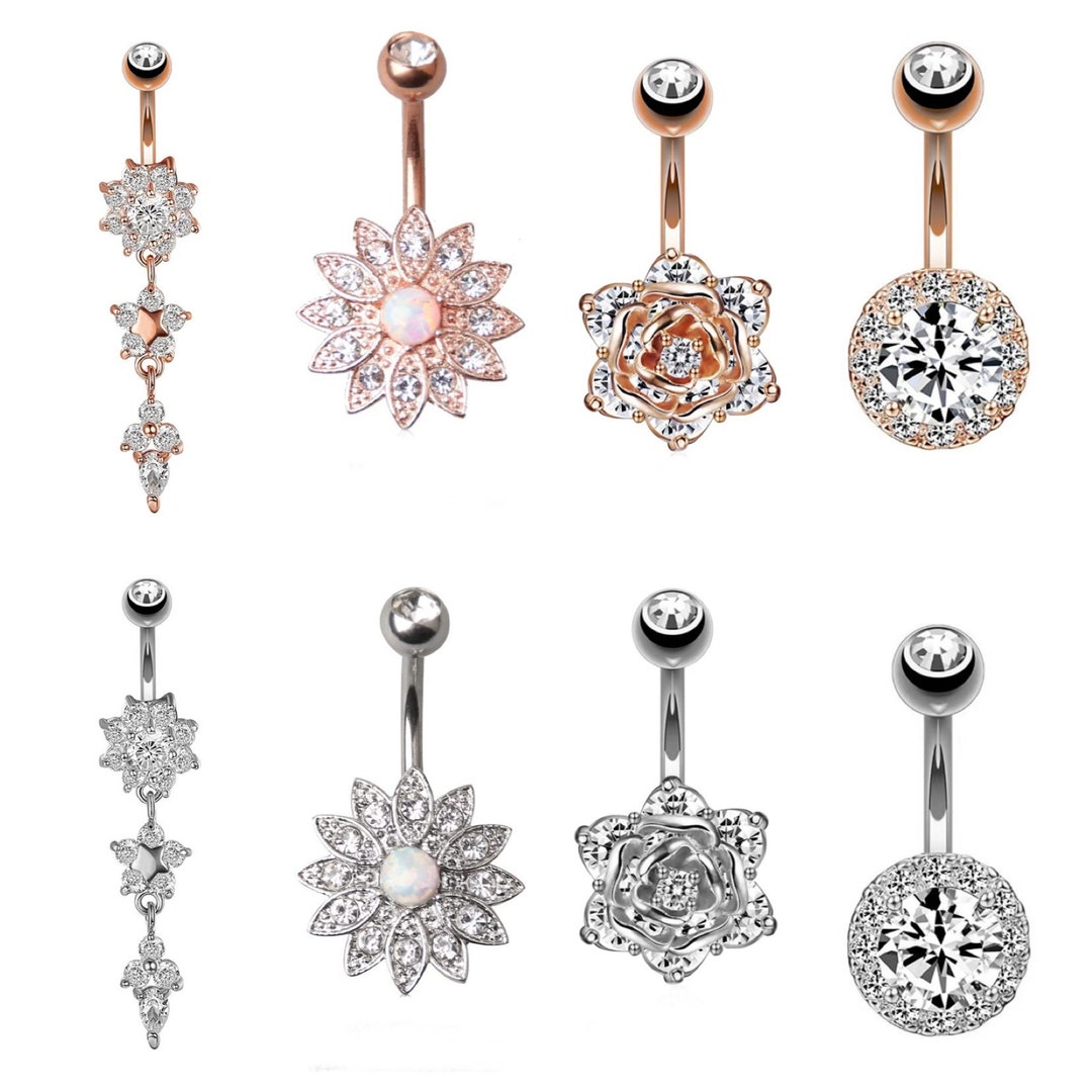 Set of 4 Belly Rings Belly Button Rings Body Piercing Body - Etsy