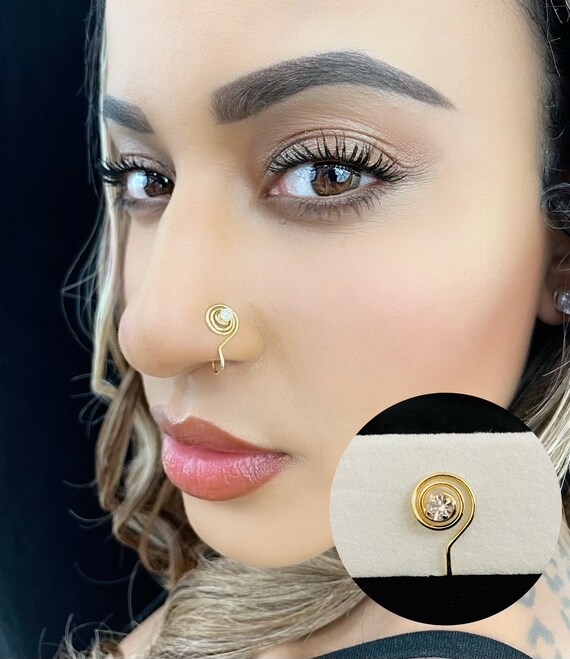 Nose Cuff Fake Piercing CZ Nose Ring Fake Nose Ring Spiral
