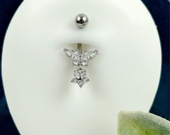 Butterfly Belly Button Ring, Surgical Steel belly Ring, Gift for her, Belly Button Jewelry, Belly Rings, Dangle Belly Ring, Body Jewelry