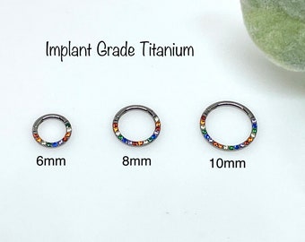 Implant Grade Segment Ring, G23 Titanium Nose Ring, Body Piercing Jewelry, Hinged Nose Ring, CZ Nose Ring, Septum Piercing, Nose Hoop, TS03