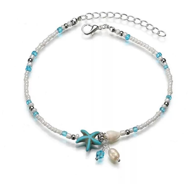 Gift for Her Custom Anklet Women Anklet Set of 2 Beaded Anklets Starfish Anklet Stylish Anklet Anklet Beach Wedding Foot Jewelry
