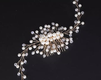 Bridal Head Piece | Pearl Wedding Hair Comb | Bridal Hair Accessories | Hair Comb | Hair Pin | Crystal Head Piece | Wedding Gift