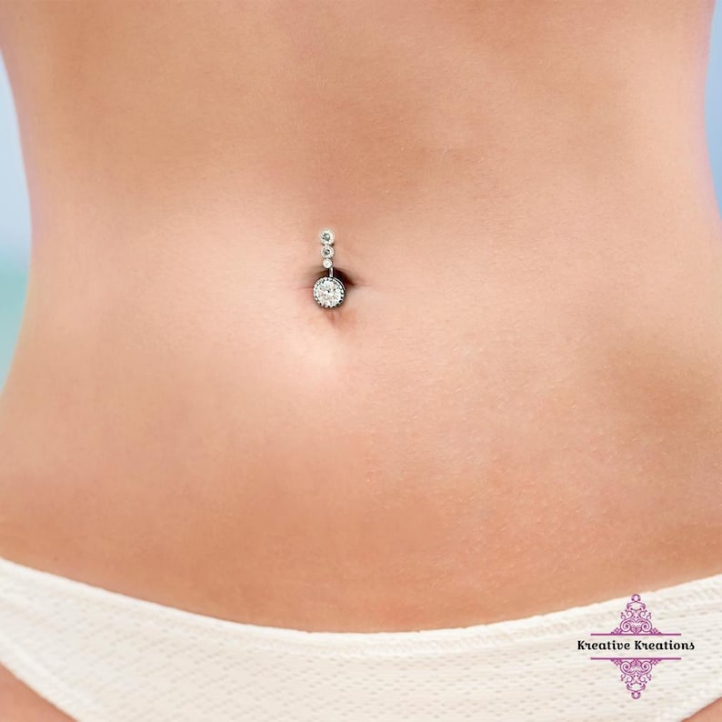 CZ Belly button Ring, surgical steel belly ring, Gift for her, Body Jewelry, Belly button jewelry, Sexy Belly Ring, Belly dance jewelry 