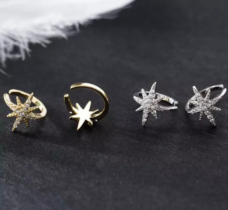 Star Ear Cuff Gold Ear Cuffs Silver Ear Cuff Ear Wraps Etsy