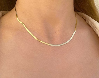Snake Chain Necklace, Herringbone Necklace, Everyday Necklace, Delicate Necklace, Dainty Chain Necklace, Women Necklace, Gift for her