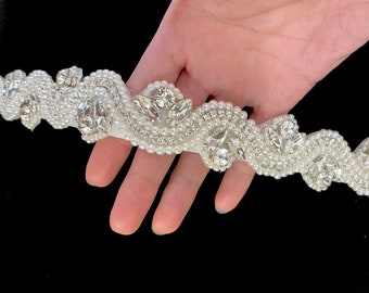 Applique Only - Wedding Dress Belt, Crystal Sash, Rhinestone Belt, Bridal Dress Belt, Rhinestone Banding, Crystal Belt, Women dress belt