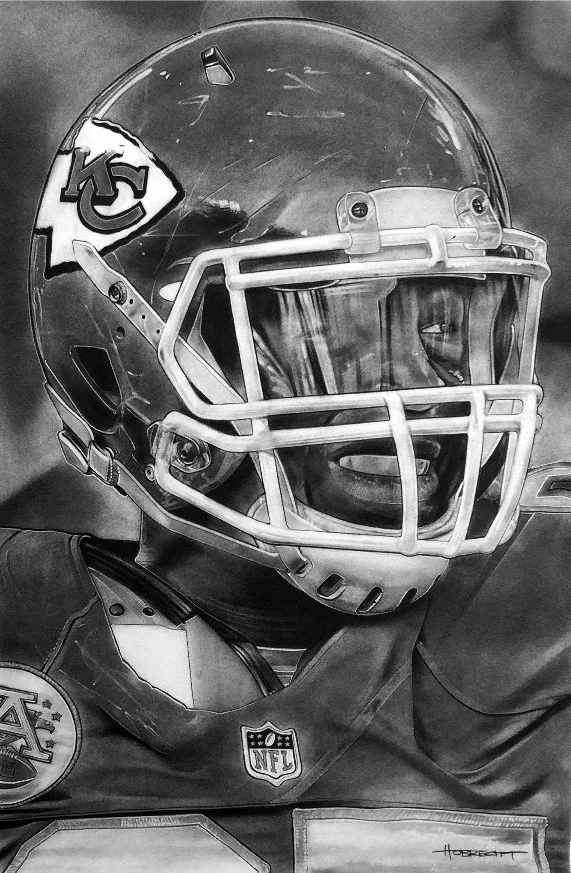 Kansas City Chiefs Helmet Painting by Topps Artist Dave Etsy