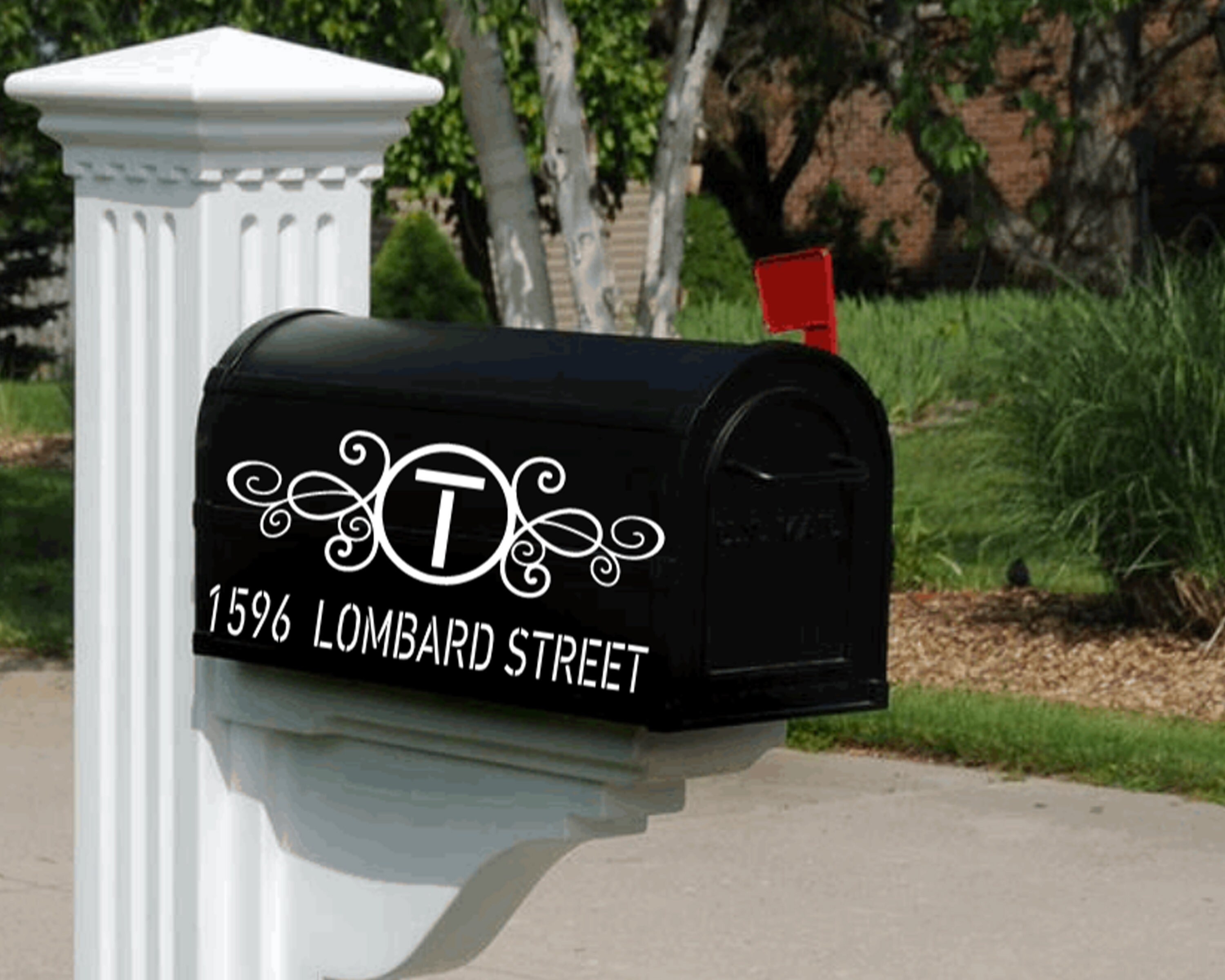 Initial Mailbox With Address Line Vinyl Decal Beautiful - Etsy