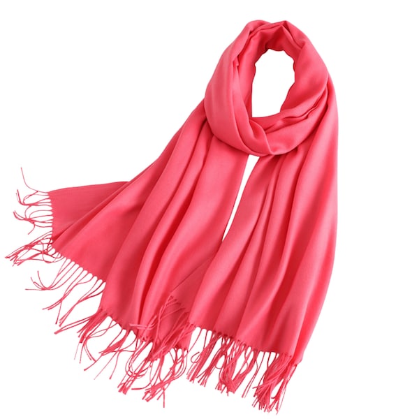 Solid color large warm winter fashion scarves for women, cold weather scarfs, wedding scarfs, red, coral, blue, gray, pink scarf