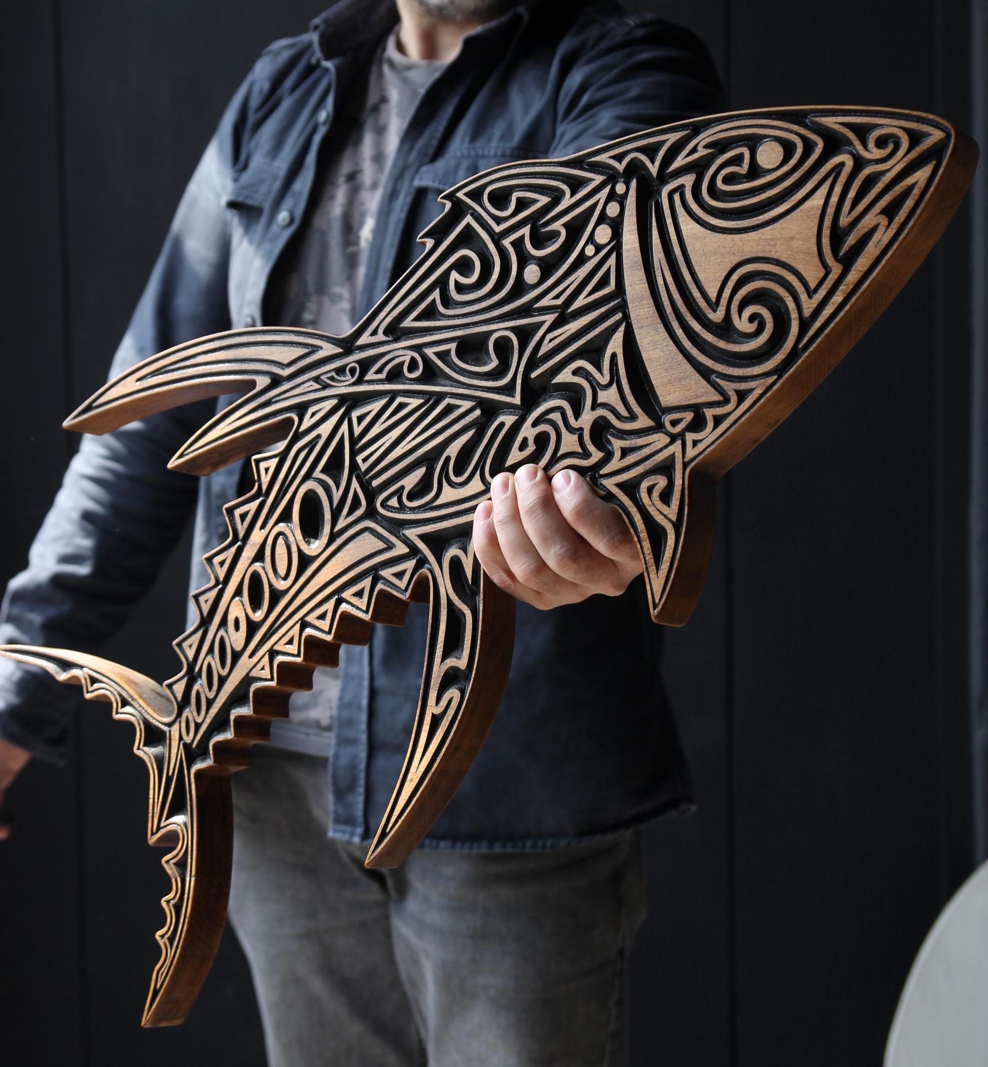 ヴィンテージ 釣り具 木製立体アート Wood tuna carving - Etsy 日本
