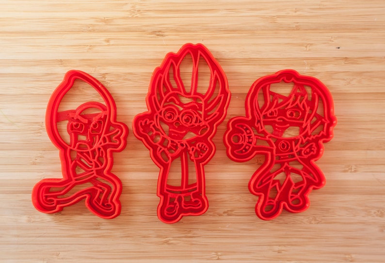 Night Ninja PJ masks cookie cutters Luna Girl and Romeo 3 pieces.
