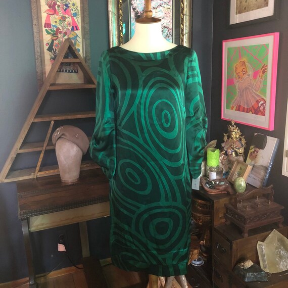 Riddle Me This Silky Emerald Green Dress By Sandra Angelozzi