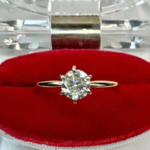 Vintage .60ct Diamond Solitaire Ring: 14k Gold Engagement Ring