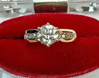 Vintage Diamond Engagement Ring, 14k Gold 1.10tcw Natural Diamond Vintage Ring