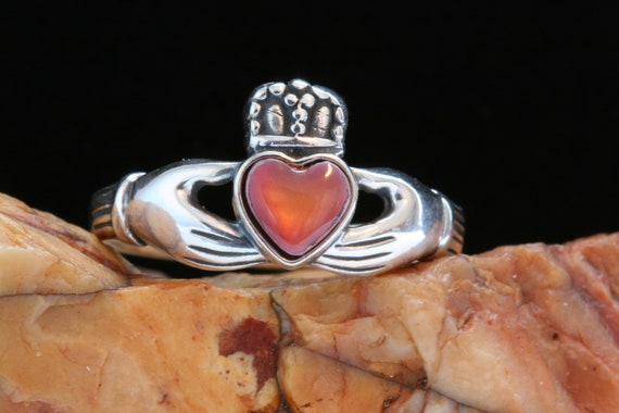 Silver Claddagh Abalone Ring, Sterling Silver Nat… - image 5