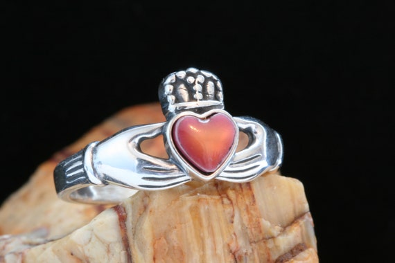 Silver Claddagh Abalone Ring, Sterling Silver Nat… - image 3